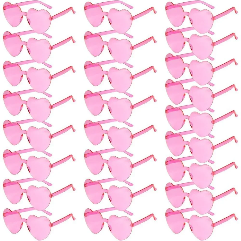 Heart Sunglasses Women Bulk Pink Rimless Candy Color Party Favors for Events